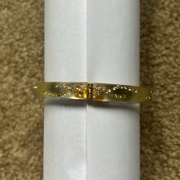 Alexis Bittar Yellow Lucite Crystal Dust Hinged Bracelet - Picture 3 of 6